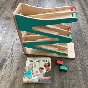 Lovevery Car Ramp with Cars and a Book